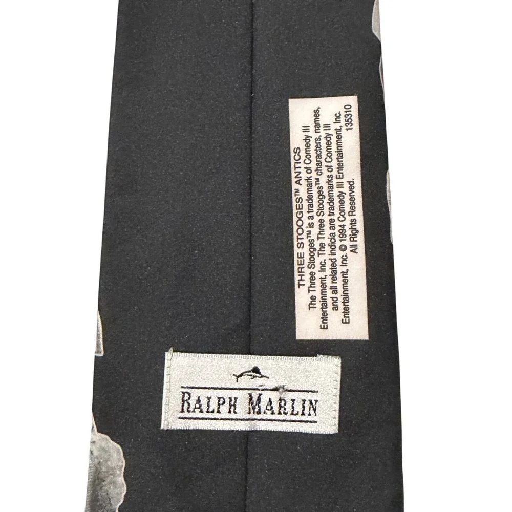 Vintage 1994 Three‎ Stooges Black White Photo Collage Novelty Ralph Marlin Tie